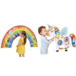 SPARK & WOW Paneles de pared de actividades arcoíris – A partir de 18 meses – Juguete sensorial de pared – 10 actividade