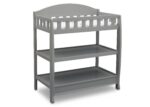 Delta Children Mesa cambiadora infantil con almohadilla, gris y almohadilla cambiadora contorneada de espuma con funda i