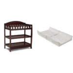 Mesa cambiadora infantil Delta Children con almohadilla, cereza espresso y almohadilla cambiadora contorneada de espuma