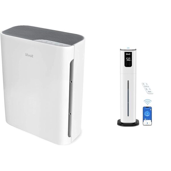 Paquete Purificador de Aire Levoit Vital 100 HEPA Lavable 300 ft² y Humidificador Levoit OasisMist 1000S 10L Inteligente
