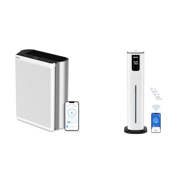 Paquete LEVOIT Purificador de Aire con Filtro Lavable Monitor de Calidad 3 Canales y Humidificador Inteligente OasisMist