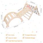 Fulvari Juego de gimnasio interior para niños pequeños, estructuras de escalador, 38 x 24 x 6 pulgadas, color roble