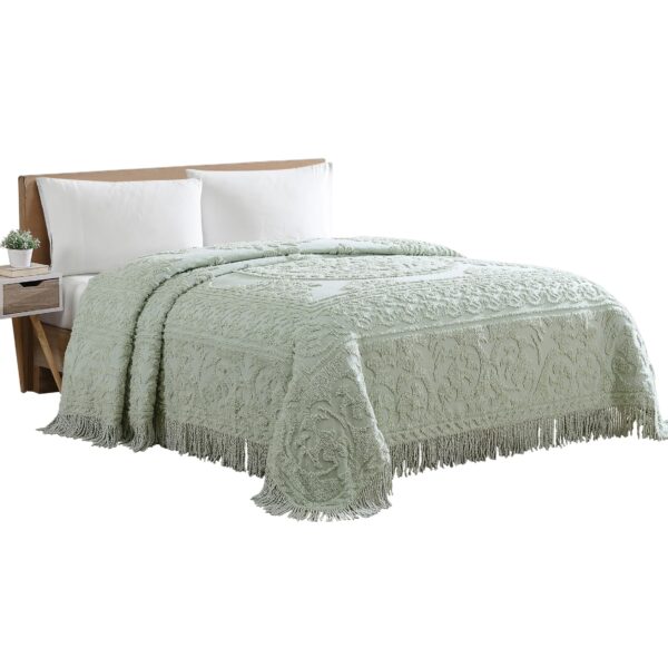 Colcha de chenilla medallón Beatrice Home Fashions MEDBSPQNSAG tamaño Queen color salvia
