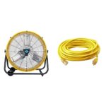Ventilador de Tambor Metal Inclinacion Alta Velocidad Tornado 24 Pulgadas 8540 CFM y Cable de Extension Southwire 2588SW