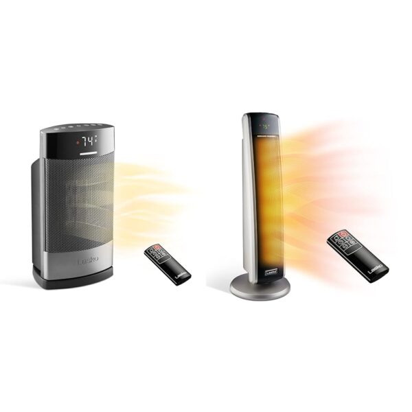Paquete Calentador Lasko Ellipse Mesa Cerámica CD12950 con Antivolcado y Torre Cerámica Oscilante con Termostato
