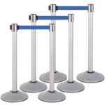 US Weight Premium Silver Steel Stanchion with 7.5-Foot Retractable Belt