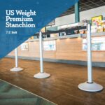US Weight Premium Silver Steel Stanchion with 7.5-Foot Retractable Belt
