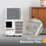 Aire acondicionado portátil Whirlpool WHNP141HAW 14000 BTU con calentador y deshumidificador cobertura 700 pies cuadrado