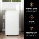 Aire acondicionado portátil Whirlpool WHNP141AW 14000 BTU con deshumidificador enfría hasta 65 metros cuadrados 115V par