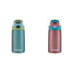 Botella de agua infantil Termo Contigo Acero inoxidable 13 onzas Paquete de 2 piezas Tapa antiderrames Colores Océano y