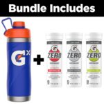 Kit Botella Gatorade Gx Acero Inoxidable Azul 32 oz y Tabletas Gatorade Zero Paquete Variado 40 Piezas