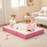 Costzon Juego de espuma para subir y gatear, muebles convertibles 4 en 1 en cama infantil, sofá, mesa, bloques de juego