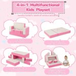 Costzon Juego de espuma para subir y gatear, muebles convertibles 4 en 1 en cama infantil, sofá, mesa, bloques de juego