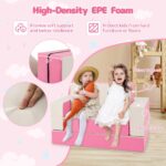 Costzon Juego de espuma para subir y gatear, muebles convertibles 4 en 1 en cama infantil, sofá, mesa, bloques de juego