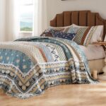 Juego de ropa de cama acolchada Thalia Greenland Home Fashions GL-2312BJSK 3 piezas tamaño King azul