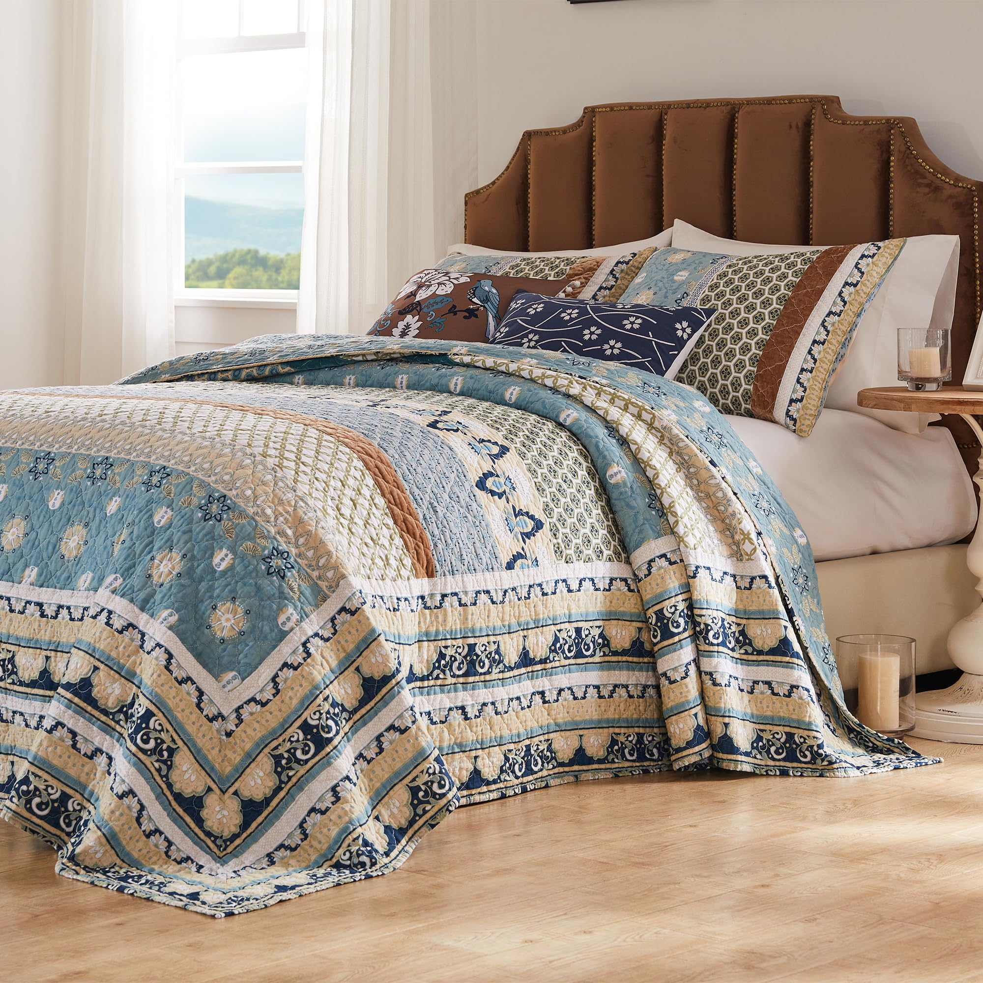 Version 1.0.0 Juego de ropa de cama acolchada Thalia Greenland Home Fashions GL-2312BJSK 3 piezas tamaño King azul
