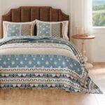Juego de ropa de cama acolchada Thalia Greenland Home Fashions GL-2312BJSK 3 piezas tamaño King azul