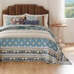 Juego de ropa de cama acolchada Thalia Greenland Home Fashions GL-2312BJSK 3 piezas tamaño King azul