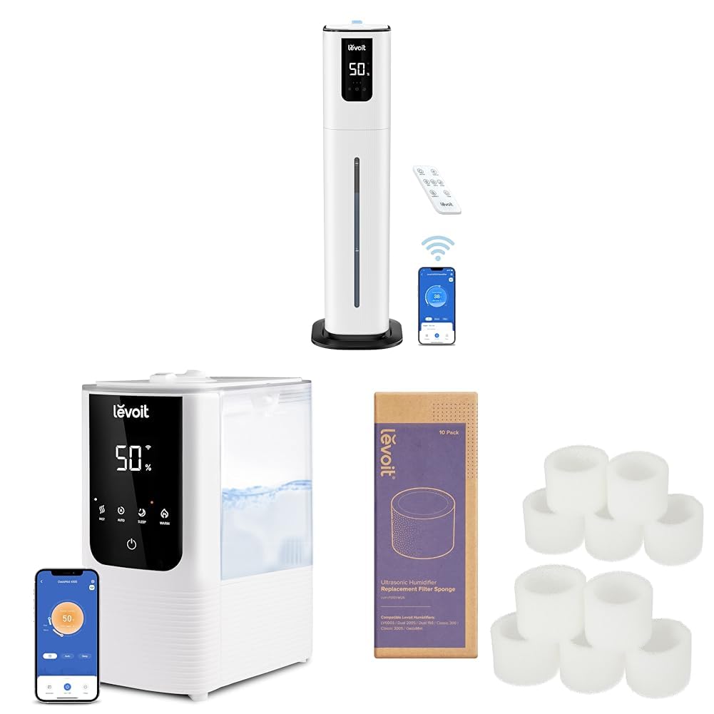 Version 1.0.0 Humidificador Inteligente LEVOIT OasisMist 1000S 10L Niebla Cálida y Fría con Filtro Incluido Llenado Superior