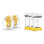 Medela Vasos de colección manos libres compatibles con extractores de leche eléctricos, 1 juego de 2 tazas + toallitas M