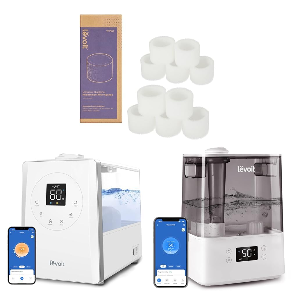 Version 1.0.0 Filtros de repuesto LEVOIT LV600S para humidificador de niebla cálida y fría llenado superior inteligente