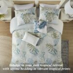 Juego de funda de edredón Harbor House HH12-1854 algodón estampado palma tropical tamaño Queen 3 piezas ropa de cama cos