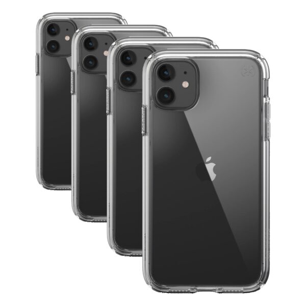 Speck Funda transparente para iPhone 11, protección contra caídas, antiamarilleo, antidecoloración, delgada, transparent