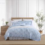 Juego de edredón con volantes Laura Ashley Revman International USHSA91286729 microfibra floral azul King con fundas a j