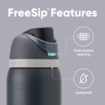 Termo Botella de Agua Owala FreeSip Acero Inoxidable con Popote 24 y 32 Onzas Libre de BPA
