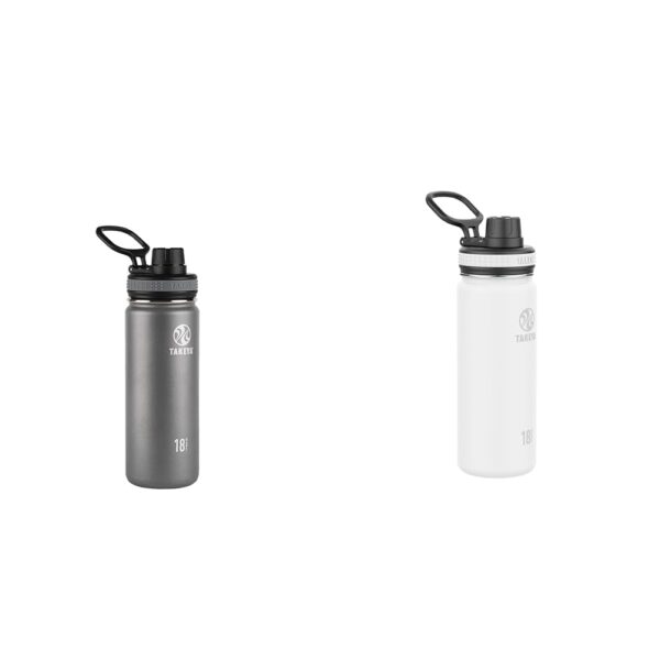 Termo Botella de Agua Takeya Originals Acero Inoxidable Aislado al Vacío 18 oz Tapa con Popote Paquete de 2 Piezas Grafi