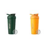 Vaso Mezclador Shaker BlenderBottle Acero Inoxidable 24 Onzas con Batidor de Alambre y Asa Color Verde Bosque