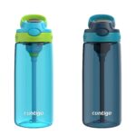 Botella de agua infantil Contigo Aubrey Kids de 20 oz con popote de silicona y tapa antiderrames