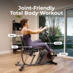 Bicicleta reclinada inteligente Sunny Health & Fitness SF-RB424006 asiento acolchado 300 lbs resistencia magnetica 16 ni