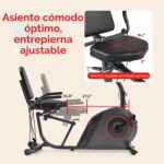 Bicicleta reclinada inteligente Sunny Health & Fitness SF-RB424006 asiento acolchado 300 lbs resistencia magnetica 16 ni