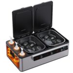 Master Massage - Calentador eléctrico profesional de piedra de masaje 2 en 1 y 3 botellas de aceite de masaje y loción y