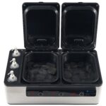 Master Massage - Calentador eléctrico profesional de piedra de masaje 2 en 1 y 3 botellas de aceite de masaje y loción y
