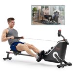 Máquina de remo magnética Sunny Health & Fitness SF-RW523043 riel acero inoxidable 50 pulgadas 16 niveles resistencia pl
