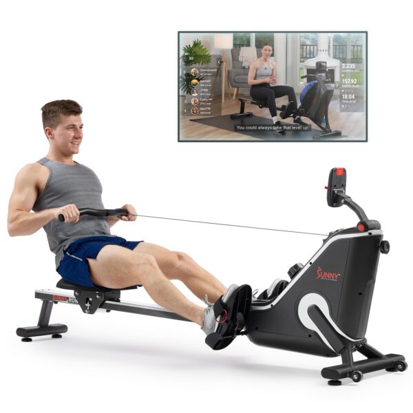 Máquina de remo magnética Sunny Health & Fitness SF-RW523043 riel acero inoxidable 50 pulgadas 16 niveles resistencia pl