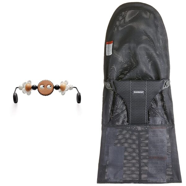 BabyBjörn Bouncer Bundle - Barra de juguete y funda de asiento de tela extra antracita
