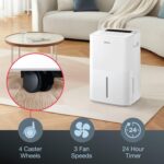 Deshumidificador portátil Amana AMND501AW 50 Pintas Energy Star 3 velocidades temporizador 24 horas apagado automático 1