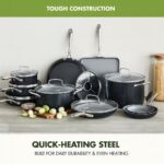 Batería de cocina GreenPan Swift CC008850-001 juego de ollas y sartenes antiadherentes de cerámica libre de PFAS 17 piez