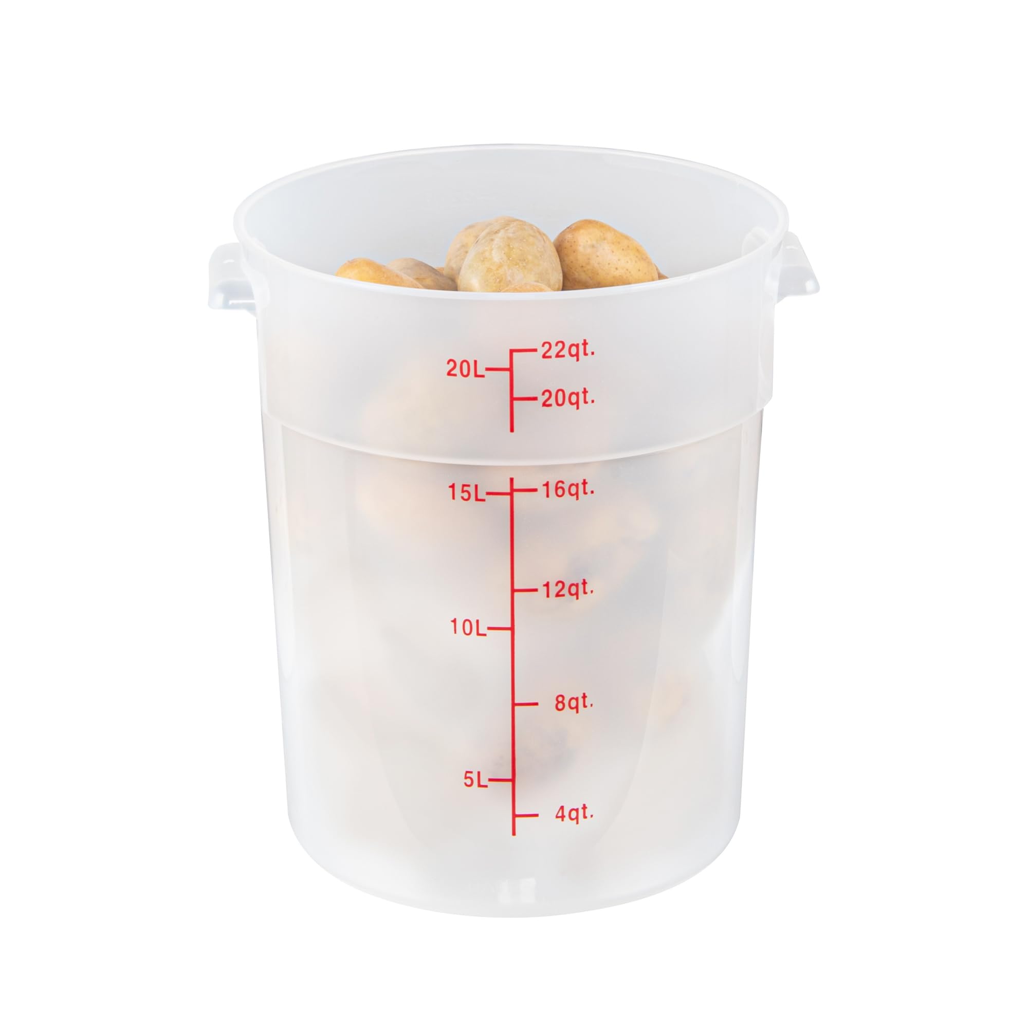 Version 1.0.0 Contenedores de almacenamiento de alimentos translúcidos 22 cuartos de galón Restaurantware Met Lux RWT1578C con marcado