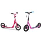 Scooter infantil Mongoose con llantas de 12 pulgadas manubrio tipo BMX rotor de freno y clavijas para niños mayores de 6