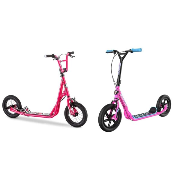 Scooter infantil Mongoose con llantas de 12 pulgadas manubrio tipo BMX rotor de freno y clavijas para niños mayores de 6