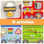 Spark & Wow Paneles de Actividad de Tren para Pared | 18m+ | Tablero de Actividad de Pared Montessori | 15 Actividades |