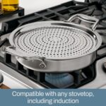 Sartén Hondo Sauteuse All-Clad Groupe SEB D5 BD5540485 Acero Inoxidable Cepillado 5 Capas con Tapa y Protector de Salpic