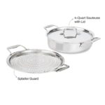 Sartén Hondo Sauteuse All-Clad Groupe SEB D5 BD5540485 Acero Inoxidable Cepillado 5 Capas con Tapa y Protector de Salpic