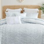 Juego de edredon Peri Home Ikat CHF Industries 2D6123C4BL 3 piezas algodón 100% tamaño King azul con ojales