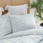 Juego de edredon Peri Home Ikat CHF Industries 2D6123C4BL 3 piezas algodón 100% tamaño King azul con ojales