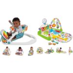 Fisher-Price Silla portátil para bebé, asiento de piso de lujo para Kick & Play Sit-Me-Up con juguete de aprendizaje de